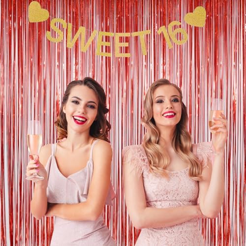 Foil Fringe Curtains 3 Pack Red Streamers Party Decor