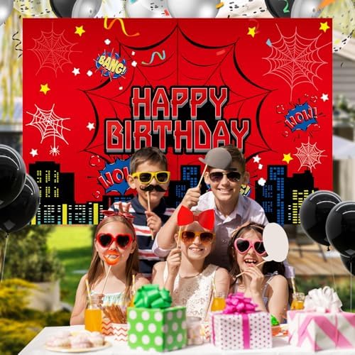 Red Spider Web Party Photo Background Decor Set