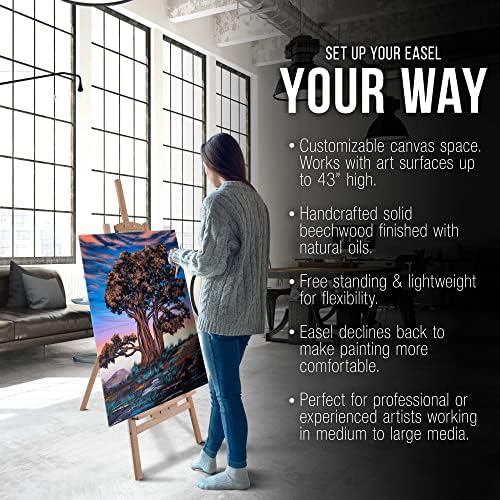 US Art Supply 56 Inch High Medium A-Frame Wood Easel