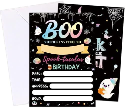 HEYINSHEN 20 Halloween Birthday Invitations with Envelopes