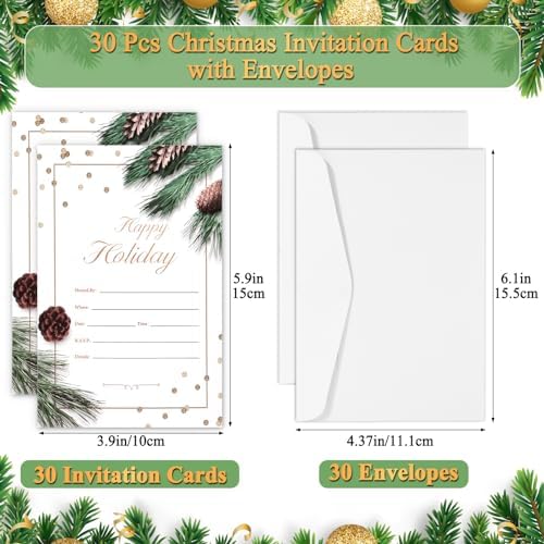 30 Pack Christmas Invitations with Envelopes