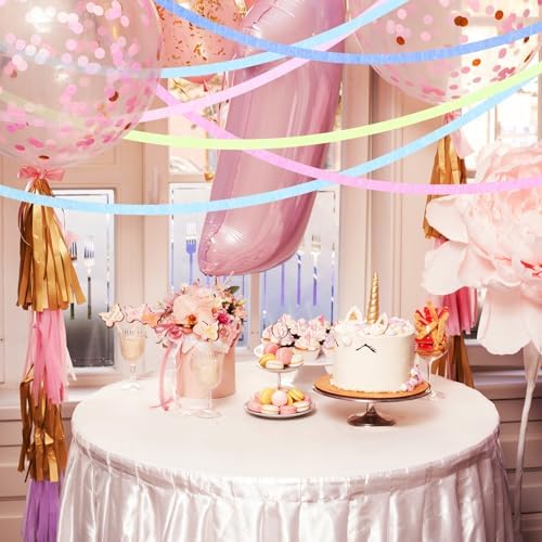 MECCANIXITY Crepe Paper Streamers 6 Rolls 492ft Light Pink Purple