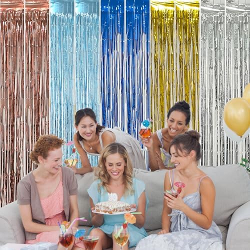 5 Pack Silver Foil Curtain Backdrop Photo Booth Props