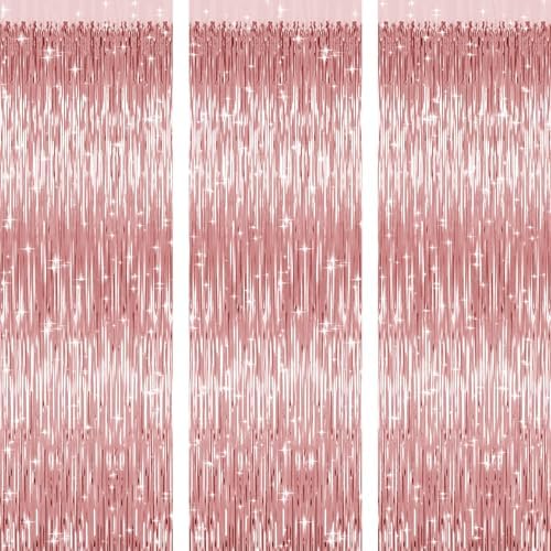 Rose Gold Foil Curtain Backdrop for Birthday Party Decorations