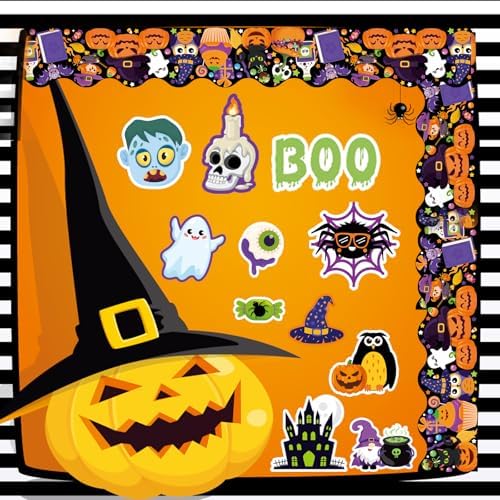 Halloween Bulletin Board Decorations with 81 Cutouts