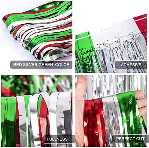 LOLStar 3 Pack Foil Fringe Curtains for Christmas Decorations