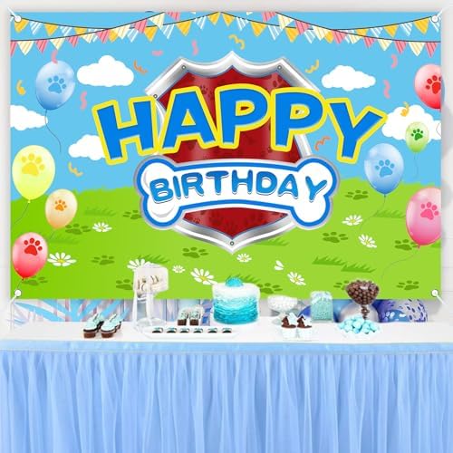 5x3ft Cartoon Dog Paw Birthday Backdrop Photo Studio Banner