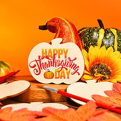 Blulu 24 Pcs Fall Wooden Pumpkin Cutouts for DIY
