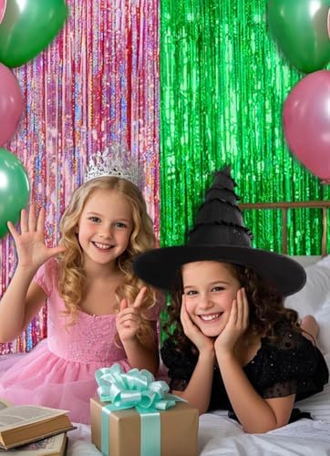 Ofisany Pink Green Streamers Photo Backdrop Kit