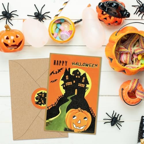 Whaline 50 Pack Halloween Greeting Cards with Sticker Envelopes