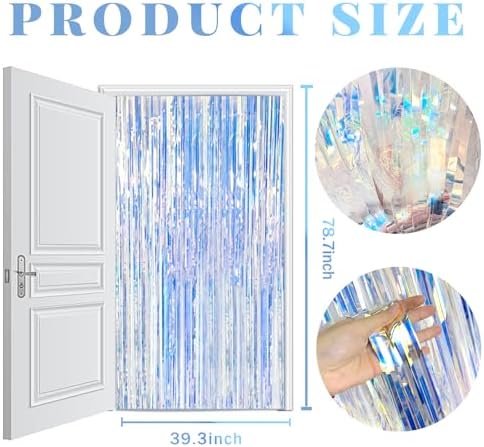 2 Pack Iridescent Foil Curtain Backdrop