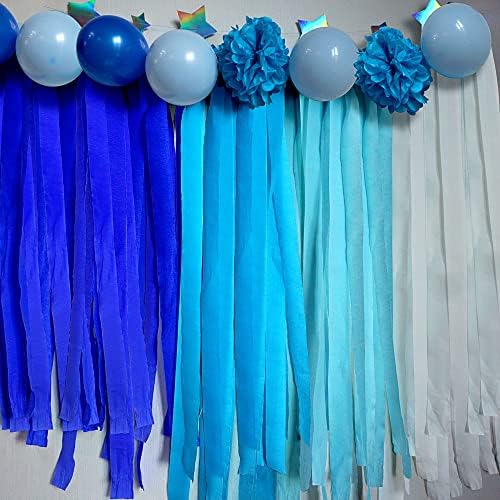 Blue Birthday Decorations 8 Rolls 656ft Crepe Paper Streamers Kit