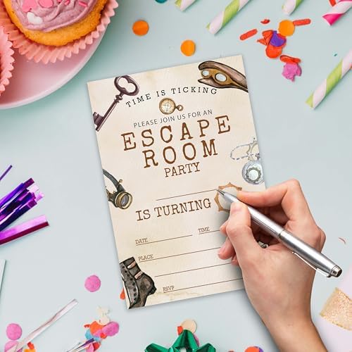 Escape Room Birthday Invitations 20 Cards 4x6 with Envelopes