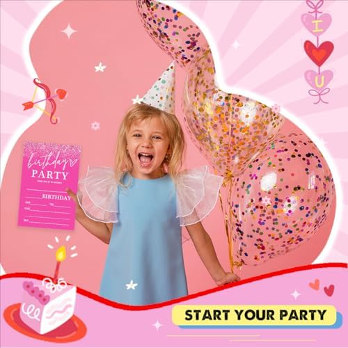 Pink Birthday Party Invitations for Girls