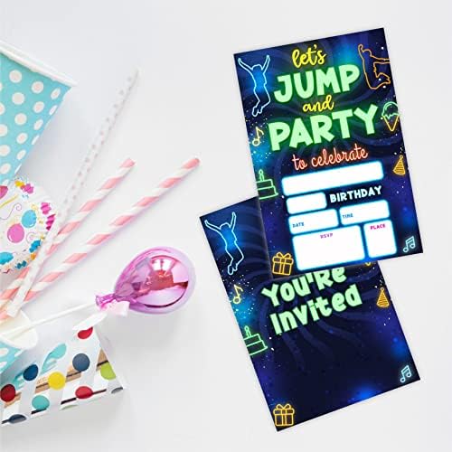 Glow Trampoline Birthday Invitations 20 Count With Envelopes