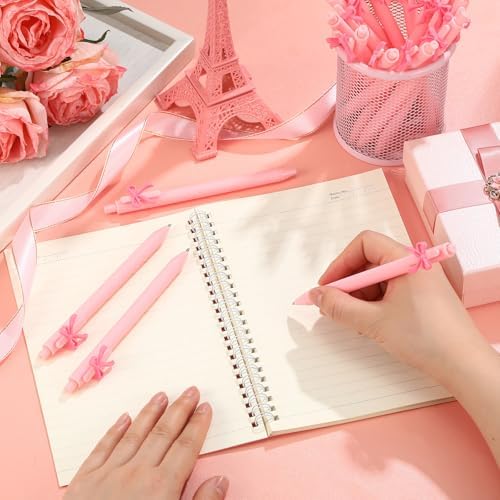 20 Pcs Pink Bow Ballpoint Pens Coquette Design