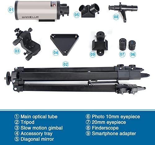Maksutov-Cassegrain Telescope with 70mm Objective Lens and 1000mm Focal Length