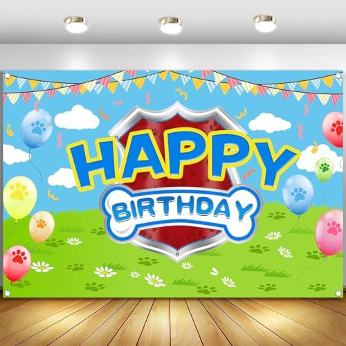 5x3ft Cartoon Dog Paw Birthday Backdrop Photo Studio Banner