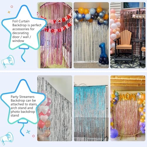 2 Pack Red Foil Fringe Backdrop for Party Decorations