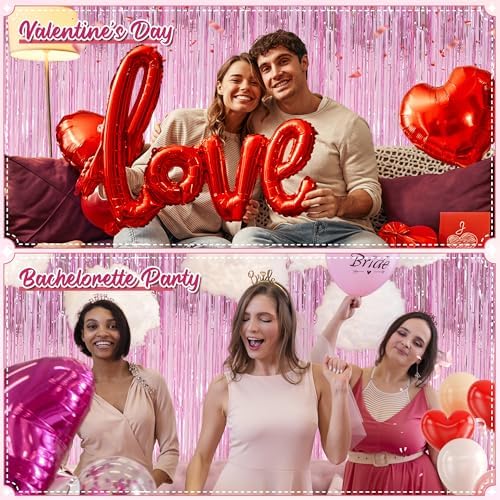 Crosize 3 Pack Pink Foil Curtain Party Decorations