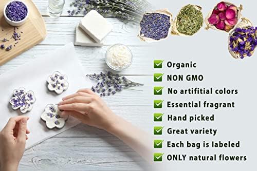 16 Bags Dried Flowers for Soap Making and Candle Crafting