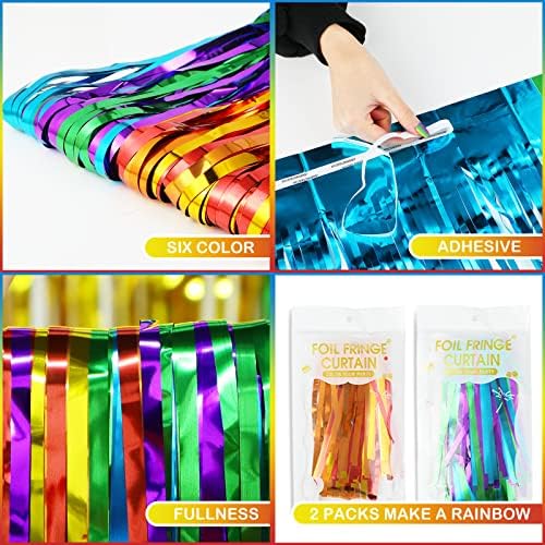 LOLStar Rainbow Foil Fringe Curtains 2 Pack 1