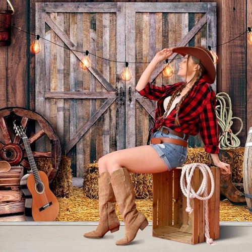 Moukeren Western Party Backdrop - Classic Style 7x5ft Barn Decor