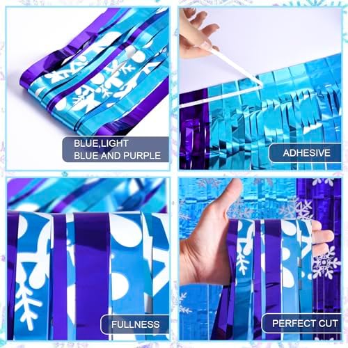 Winter Princess Party Decorations 2 Pack Tinsel Foil Curtains