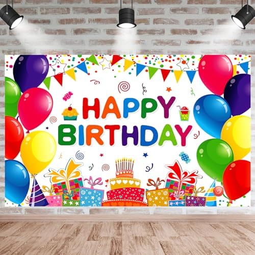 Happy Birthday Backdrop Banner for Boys Girls 5x3ft