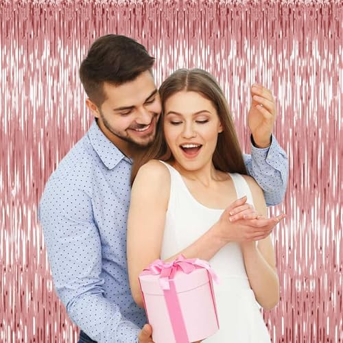 Rose Gold Foil Curtain Backdrop for Birthday Party Decorations
