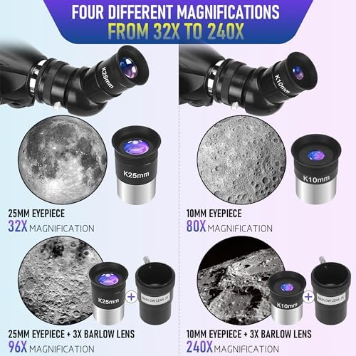 MEEZAA High-Powered Refractor Telescope with 90mm Aperture and AZ Mount