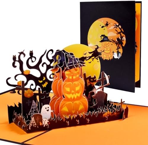 Spook Pumpkin Halloween Pop Up Greeting Cards with Envelope