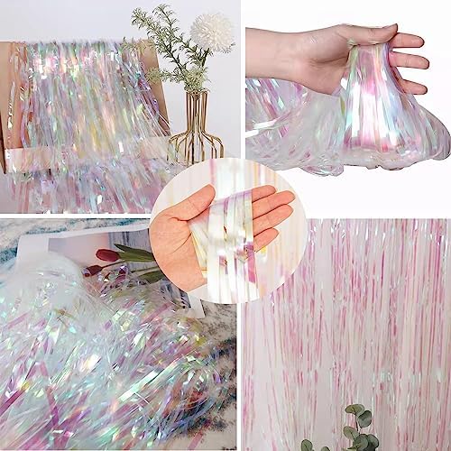 Braveshine Iridescent Foil Fringe Backdrops 2 Pack