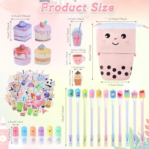 Sabary 228 Pcs Kawaii Stationery Set with Pencil Case