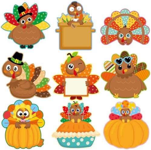 54 Pcs Turkey Cutouts for Thanksgiving Fall Decor