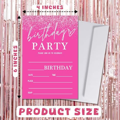 Pink Birthday Party Invitations for Girls