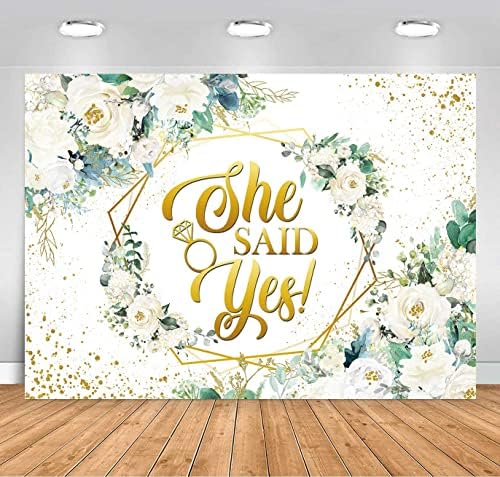 Sensfun She Said Yes Bridal Shower Backdrop