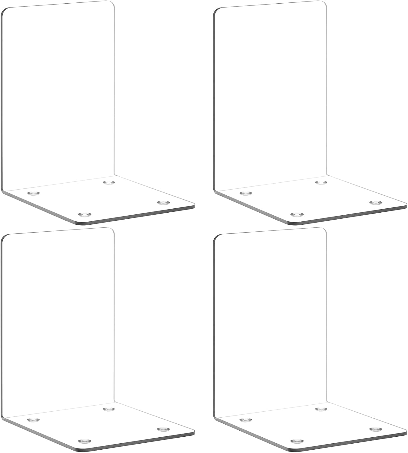 VFINE Clear Acrylic Bookends 4 Piece Set