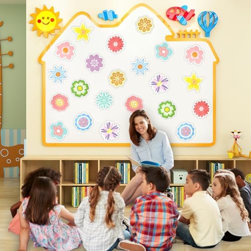 JUNEBRUSHS 72PCS Spring Flower Bulletin Board Decor