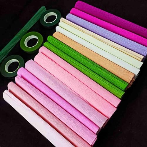 KYMY Crepe Paper Rolls Flower Kit with Iron Wires and Tape