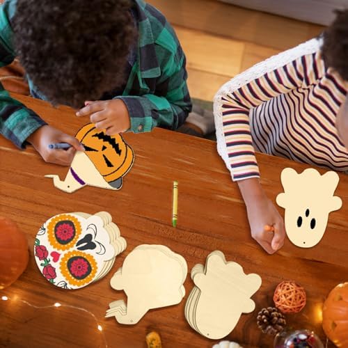 SNILOAW Large 7 Halloween Wood Slices Unfinished Decorations