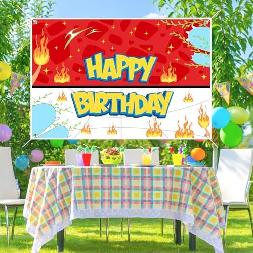Happy Birthday Cartoon Backdrop for Kids 100x150cm Red White Blue Yellow