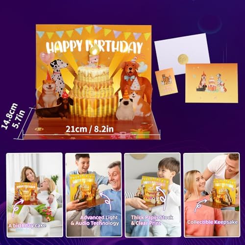 Funny Dog Birthday Card with Music and Lights