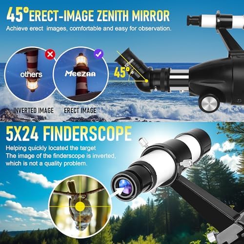 MEEZAA High-Powered Refractor Telescope with 90mm Aperture and AZ Mount