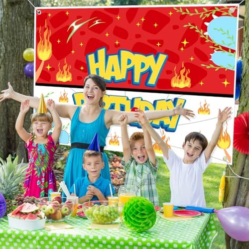 Happy Birthday Cartoon Backdrop for Kids 100x150cm Red White Blue Yellow