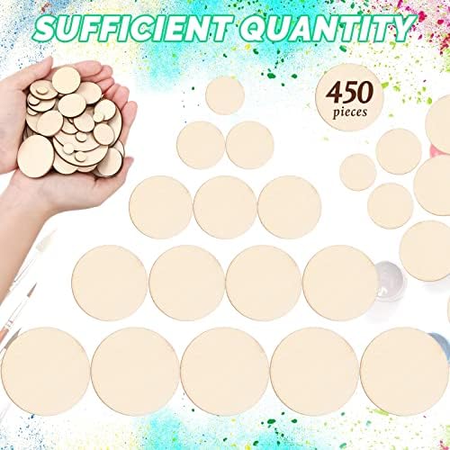450 Pieces Round Wooden Discs for Crafts and Decorations
