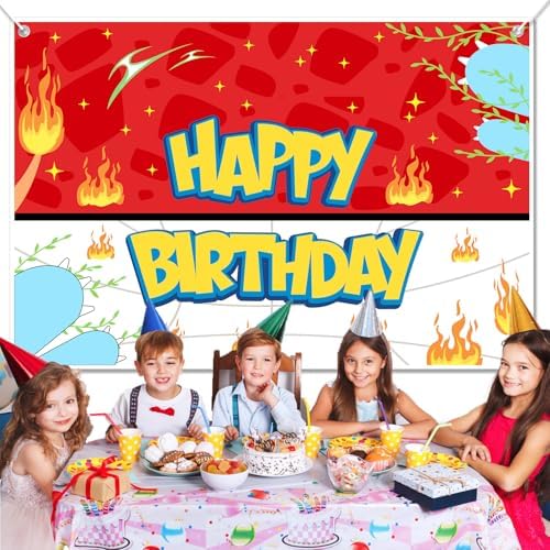 Happy Birthday Cartoon Backdrop for Kids 100x150cm Red White Blue Yellow