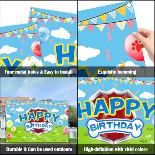 5x3ft Cartoon Dog Paw Birthday Backdrop Photo Studio Banner