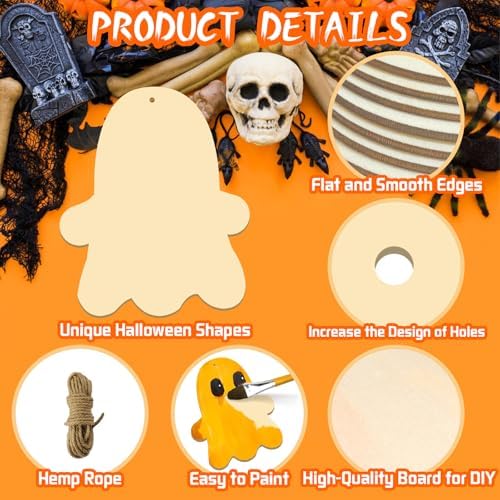 SNILOAW Large 7 Halloween Wood Slices Unfinished Decorations