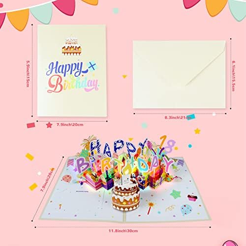 3D Musical Birthday Card with LED Light and Blowable Candle